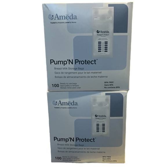 (2 boxes) Ameda Pump'N Protect Breastmilk Storage Bag 6oz - 100 Count per box - Picture 1 of 5